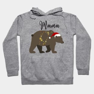 Mama Bear Christmas Pajamas TShirt Matching Santa Hat Lights Hoodie